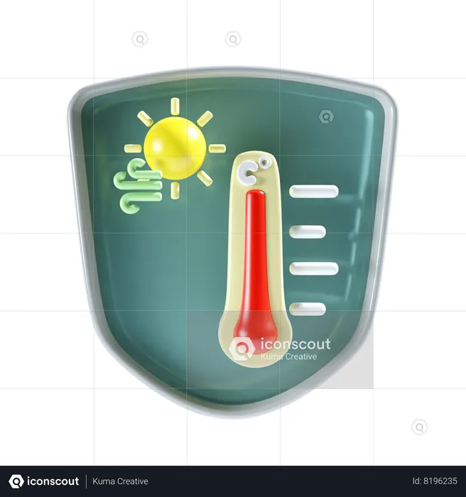 Hight Temperature with shield  3D Icon