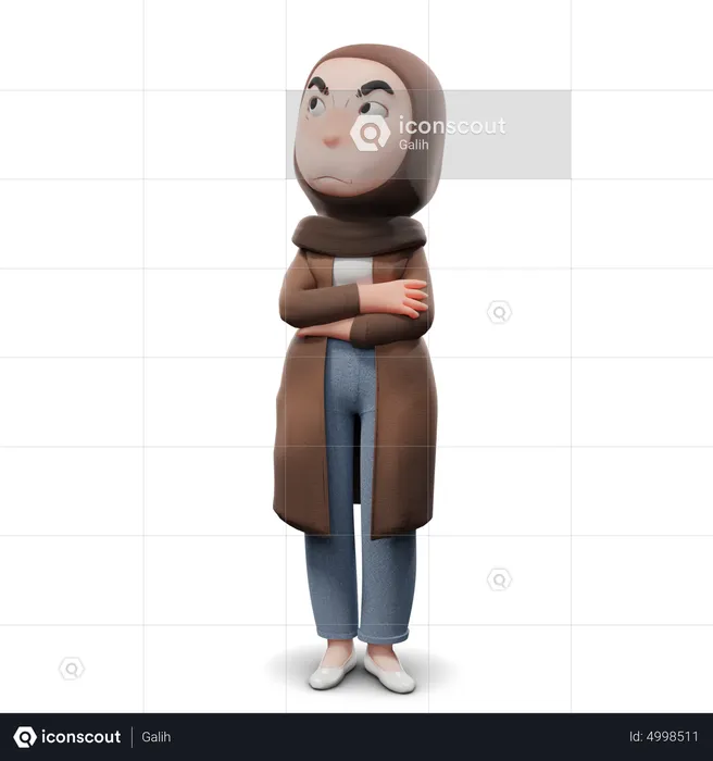 Chica hijab loca  3D Illustration