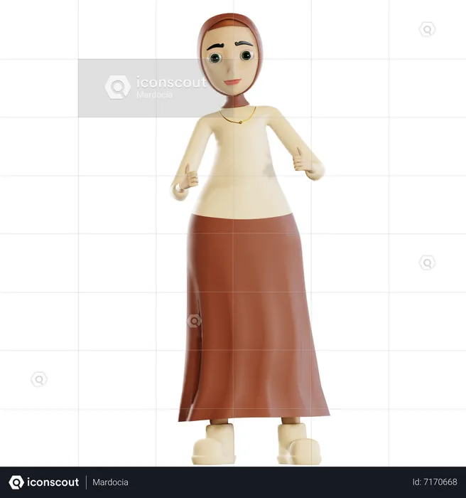 Hijab female showing thumbs up  3D Icon
