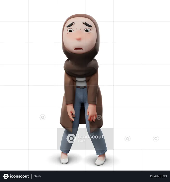 Fille hijab triste  3D Illustration