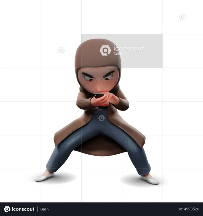 Hijab Girl Angry  3D Illustration