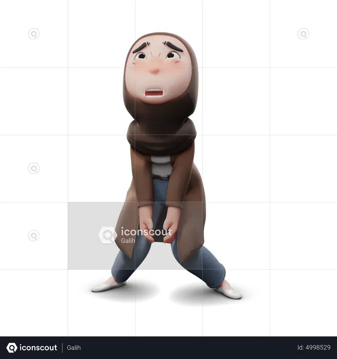 Hijab Girl Disappointed  3D Illustration