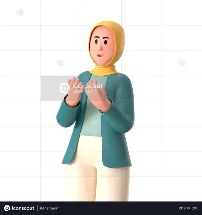 Hijab Girl Doing Islamic Praying  3D Illustration