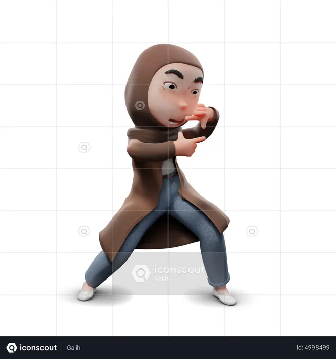 Hijab Girl Framing  3D Illustration