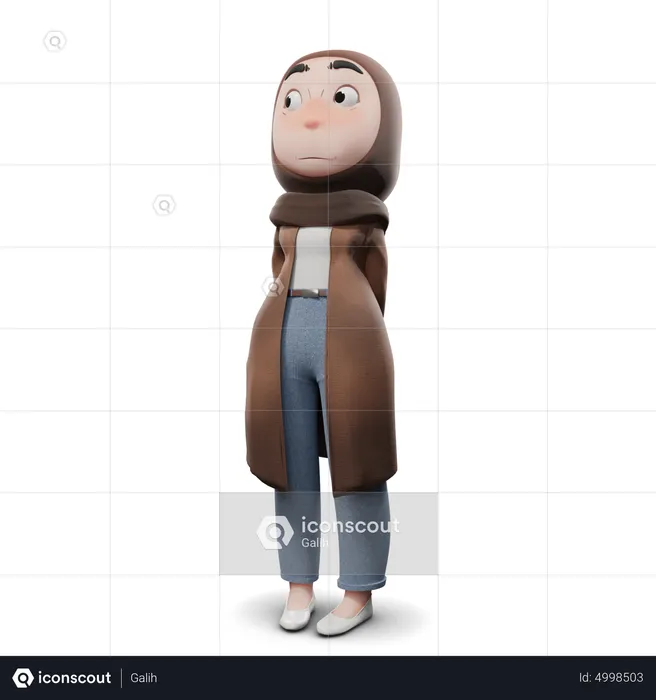 Hijab Girl Hiding Something  3D Illustration