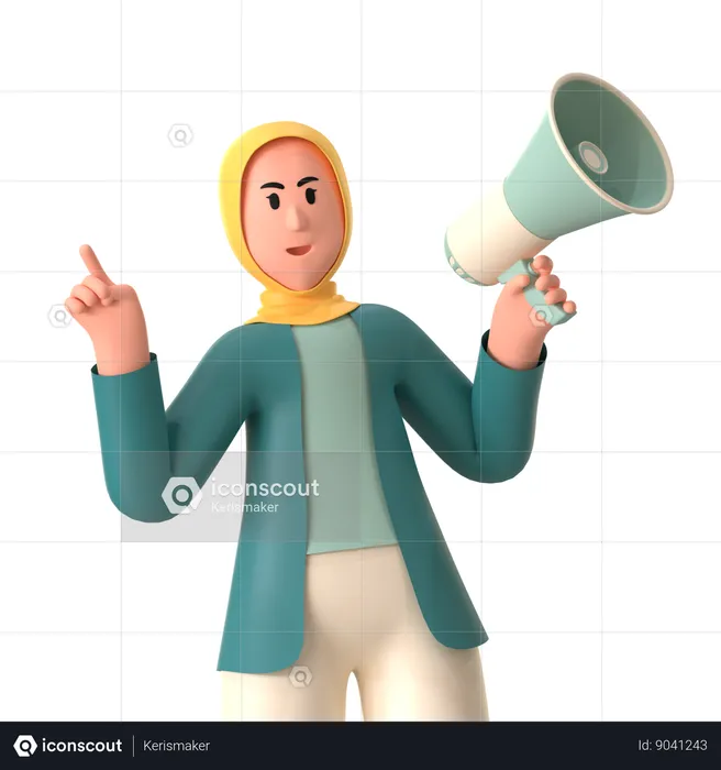 Hijab Girl Promotion Discount  3D Illustration