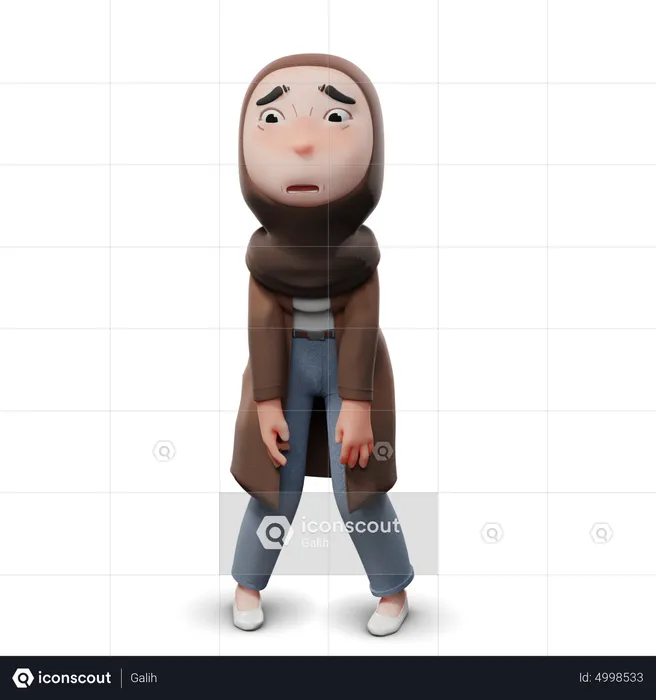 Hijab Girl Sad  3D Illustration