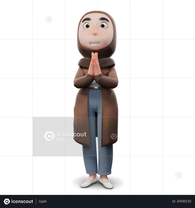 Saudação de menina hijab  3D Illustration