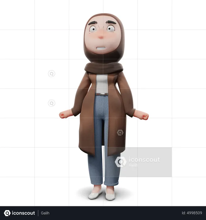 Hijab Girl Scared  3D Illustration