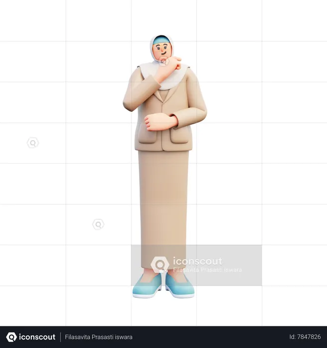 Profesora de hijab dando pose de pie  3D Illustration