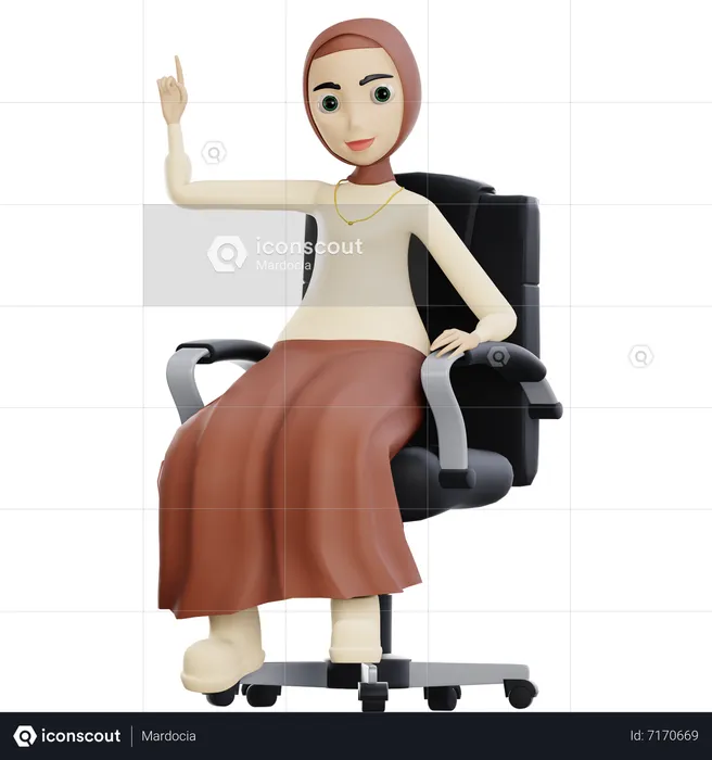 Hijab sitting on chair  3D Illustration