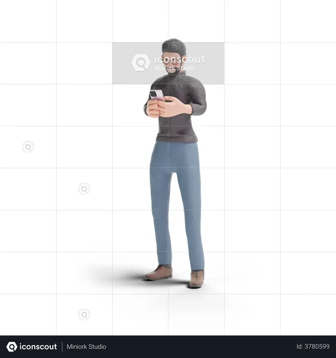 Homme hipster discutant au téléphone  3D Icon