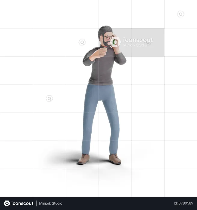 Hipster man calling on phone  3D Illustration