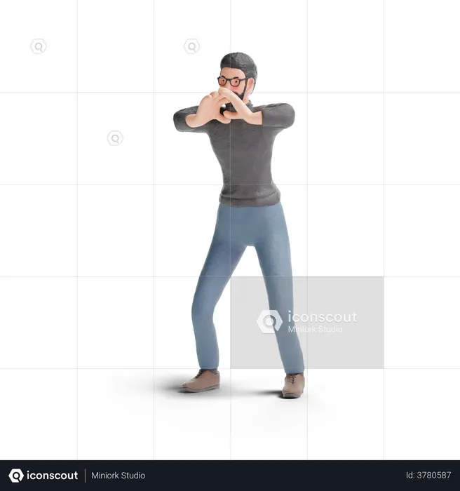 Hipster man shouting  3D Illustration