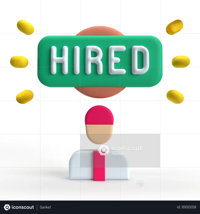 Hired  3D Icon