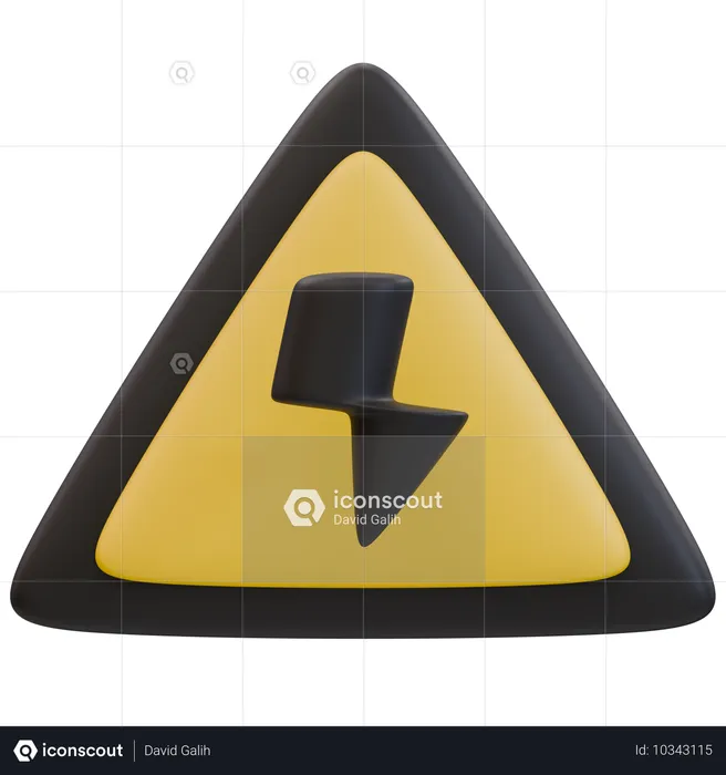 Warnschild für Hochspannung  3D Icon