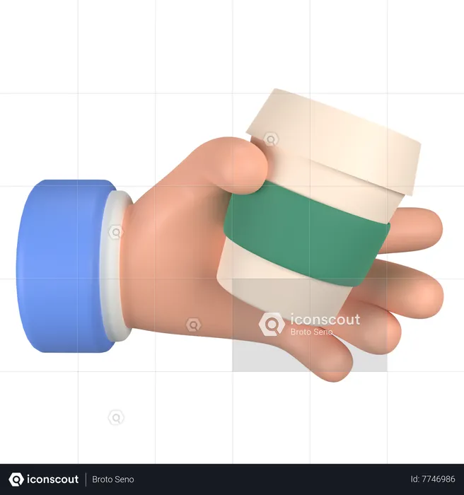 Hold Coffee Glass Hand Gesture Emoji 3D Icon