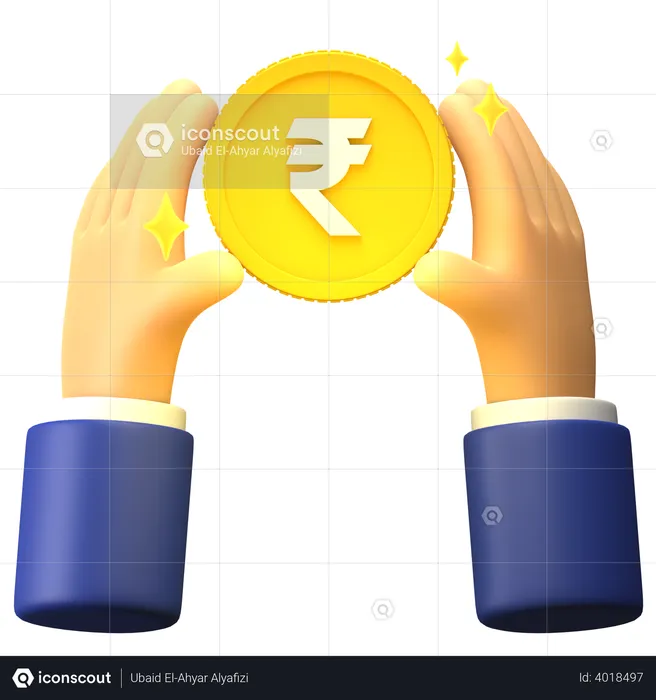 Hold Rupee coin  3D Illustration