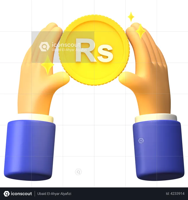 Hold Sri Lankan Rupee Coin  3D Illustration