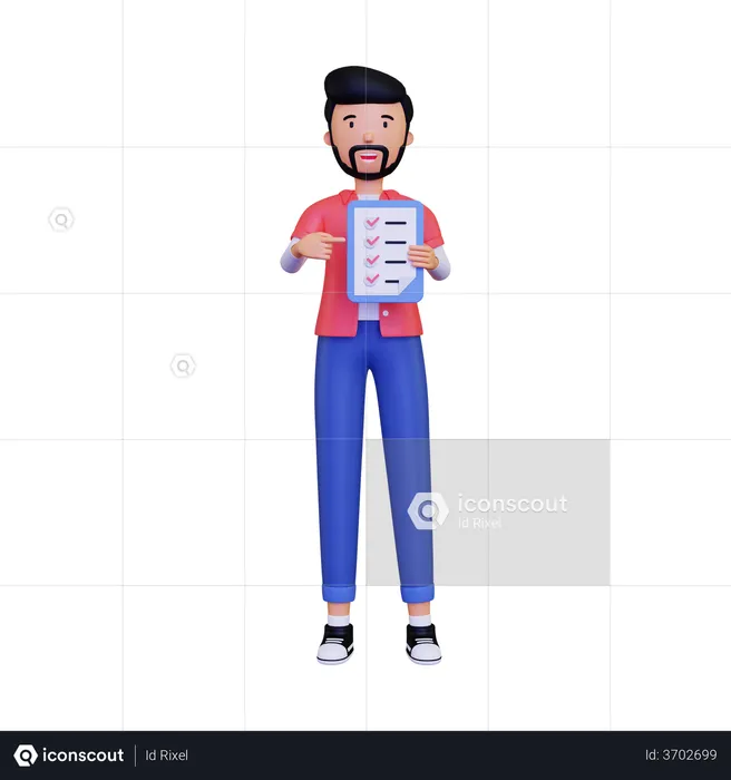 Man Holding checklist clickboard  3D Illustration