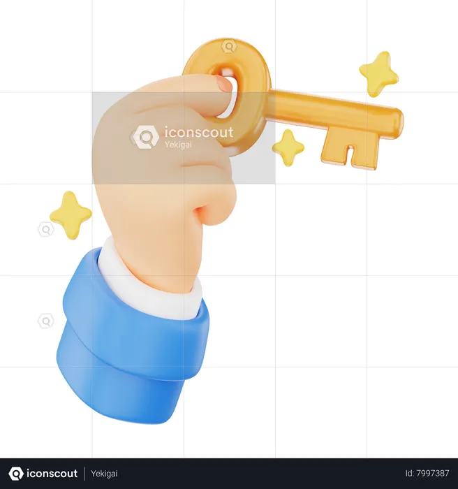 Holding A Key Solution Hand Gesture  3D Icon