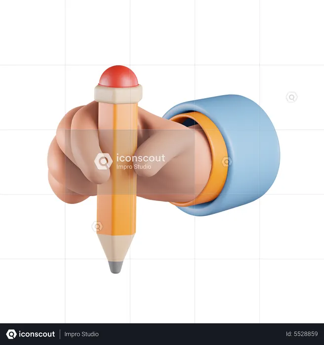 Holding A Pencil  3D Icon