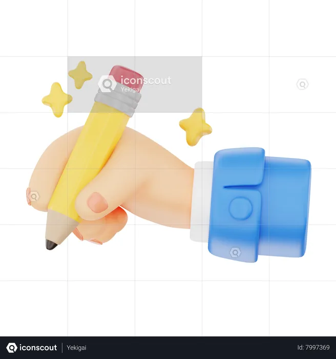 Holding A Pencil Hand Gesture  3D Icon