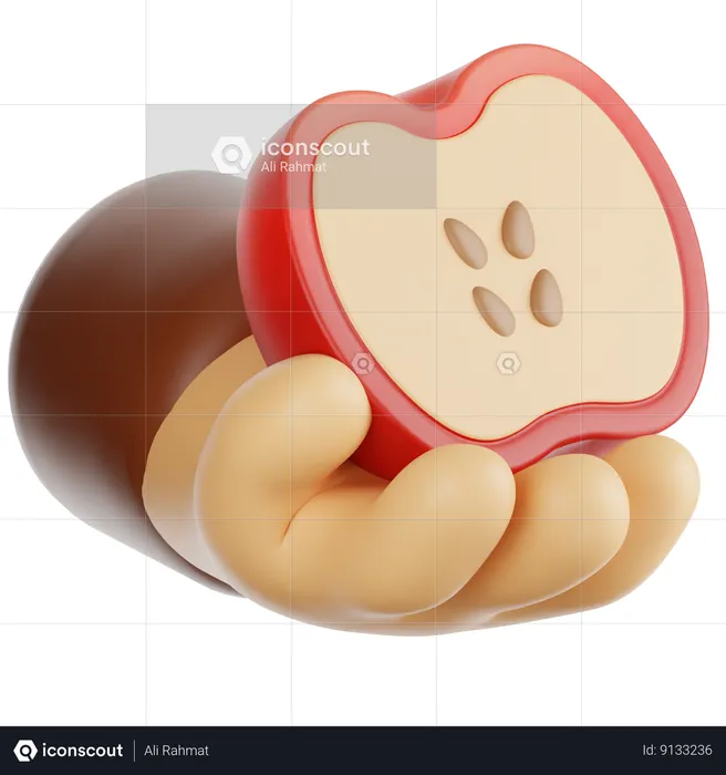 Holding Apple Slice  3D Icon