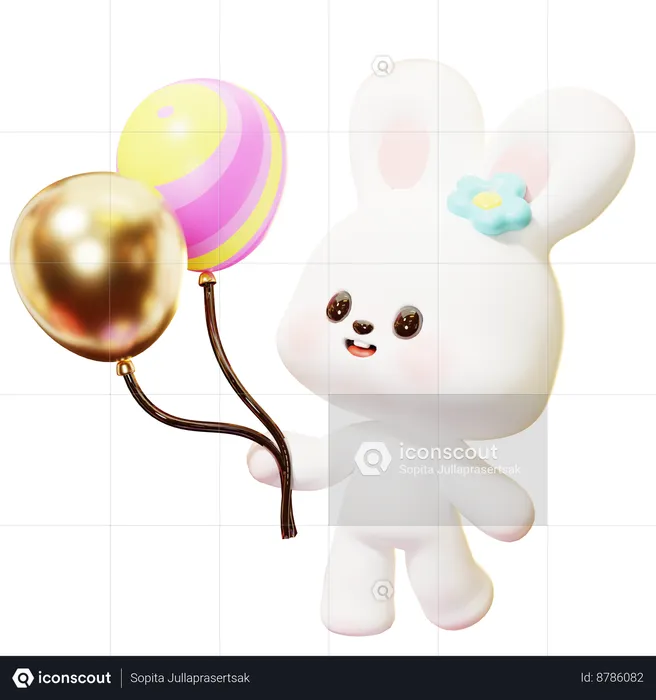 Holding Balloons  3D Icon