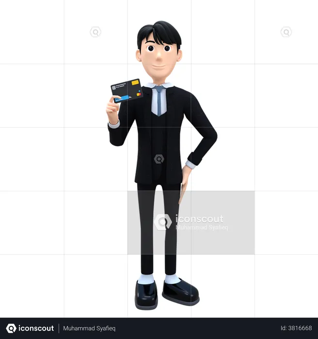 Holding Bank Card  3D Illustration