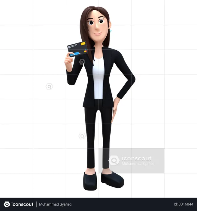 Holding Bank Card  3D Illustration