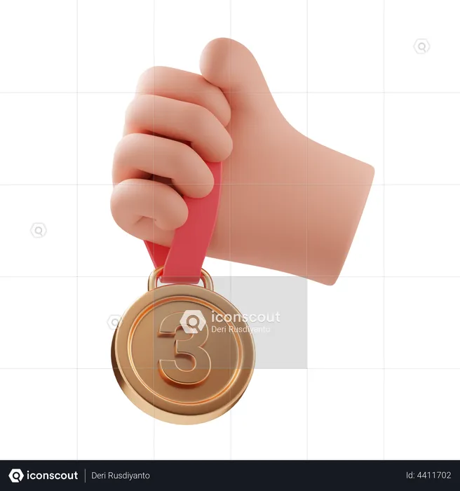 Holding bronze medal  3D Illustration