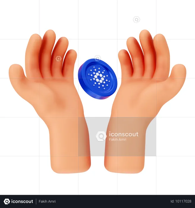 Holding Cardano Coin  3D Icon