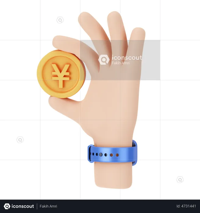 Holding Coins  3D Illustration