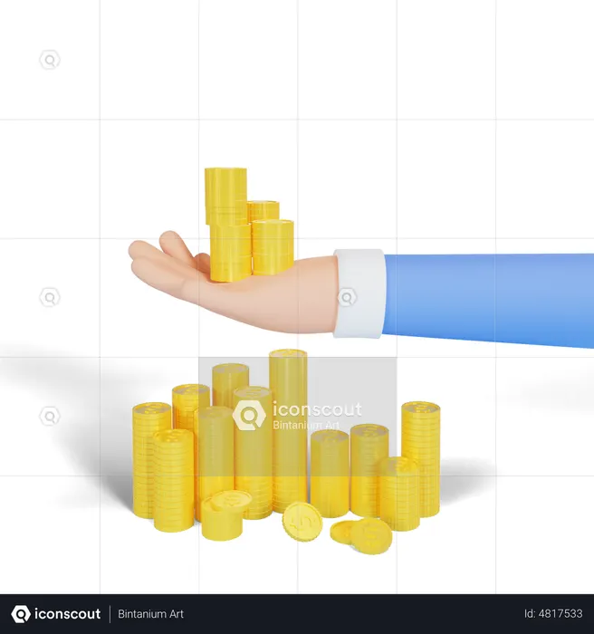 Holding Coins Stack  3D Icon