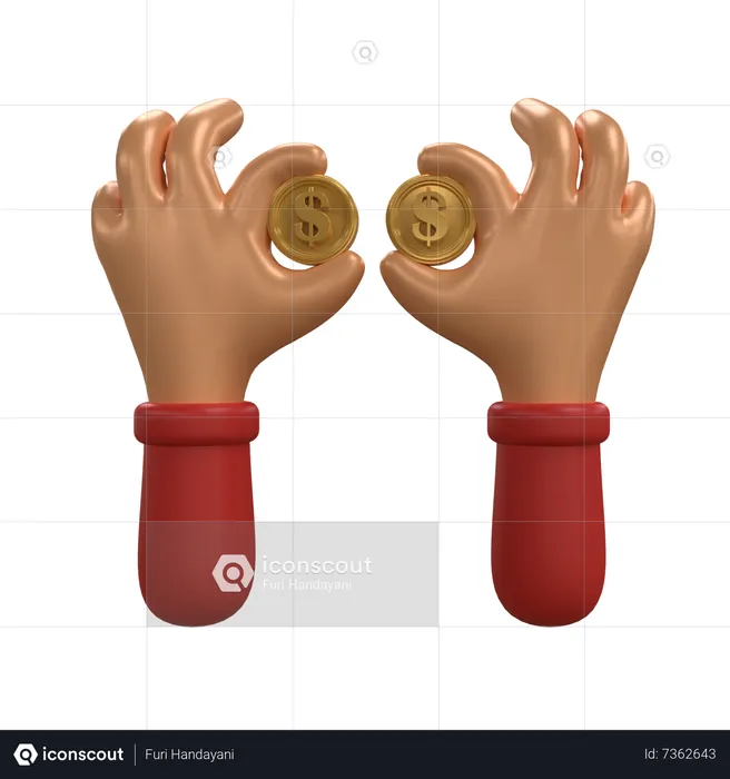 Holding Dollar Coin  3D Icon