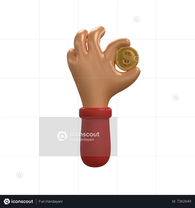 Holding Dollar Coin  3D Icon