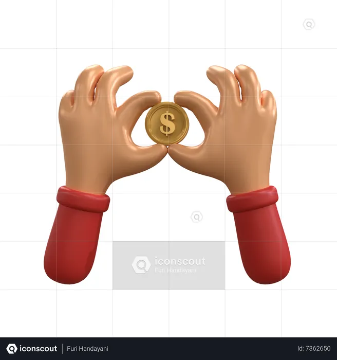 Holding Dollar Coin  3D Icon