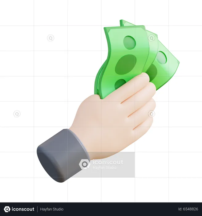 Holding Dollar Note  3D Icon