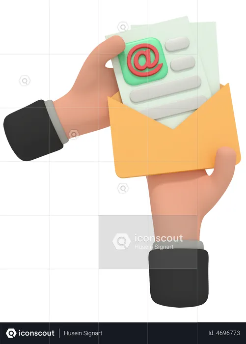 Holding Envelop  3D Illustration