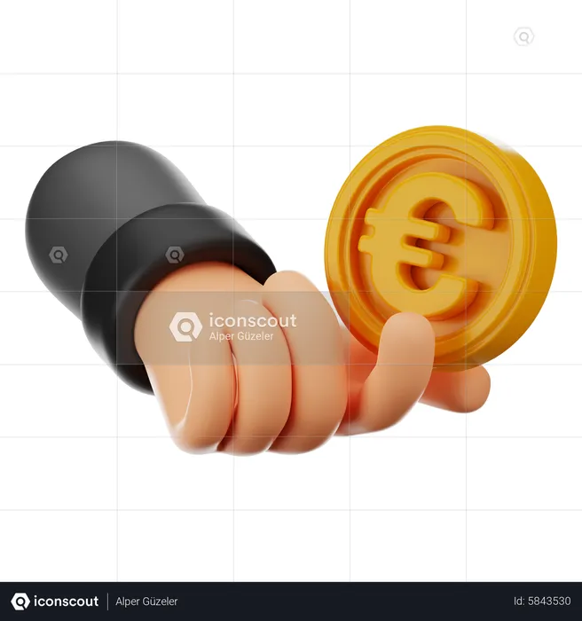 Holding Euro  3D Icon