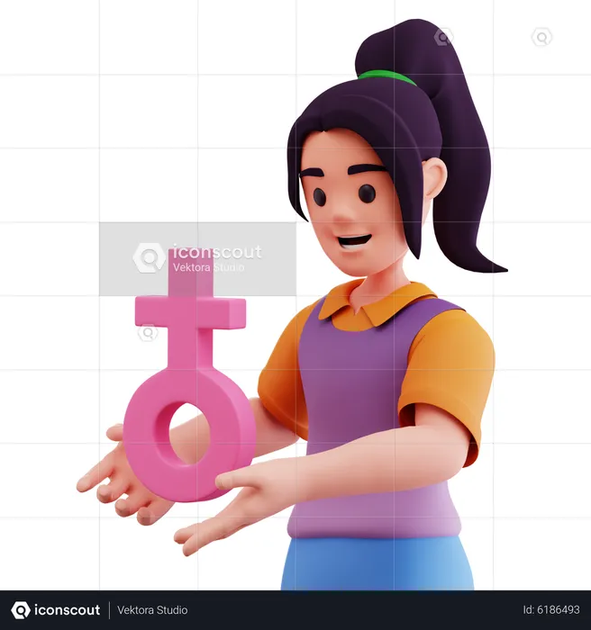 Holding Female Sign  3D Icon