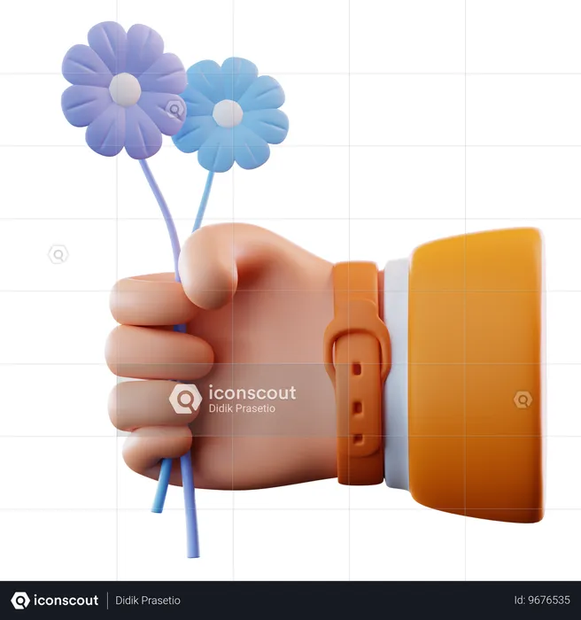 Holding Flowers  3D Icon