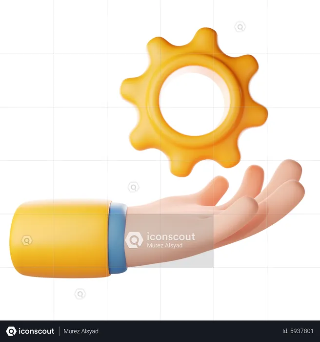 Holding Gear Hand Gesture  3D Icon