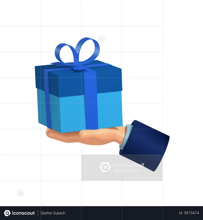 Holding Gift Box  3D Illustration