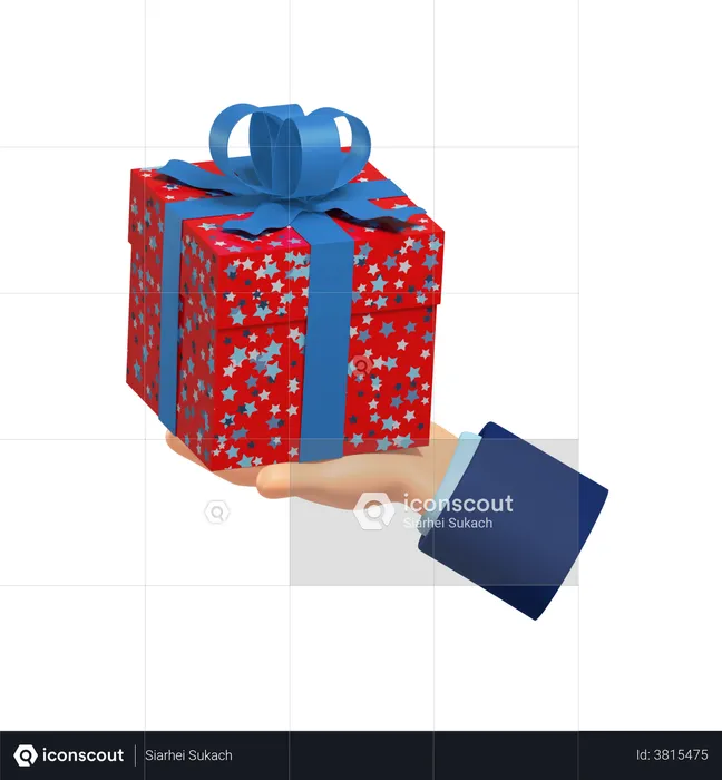 Holding Gift Box  3D Illustration