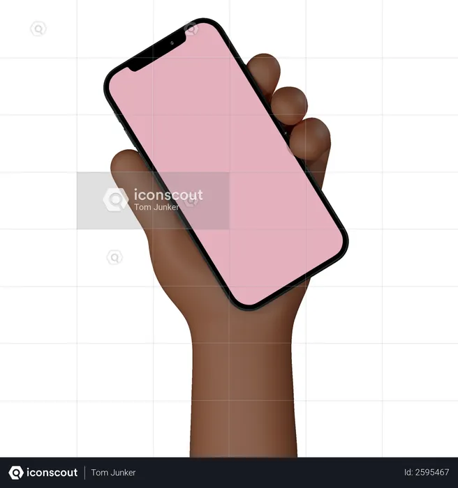 Holding hand showing black mobile phone with blank screen  3D Illustration