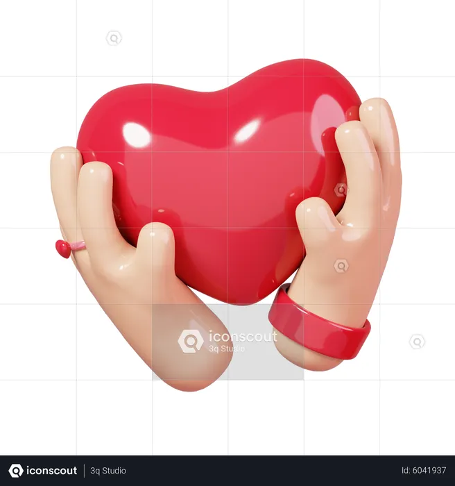 Holding Heart  3D Icon