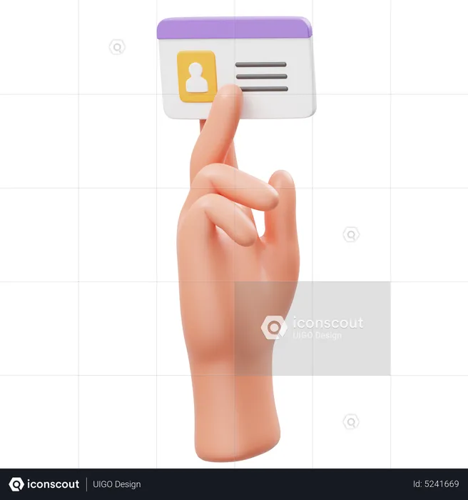 Holding Id Card Hand Gesture  3D Icon