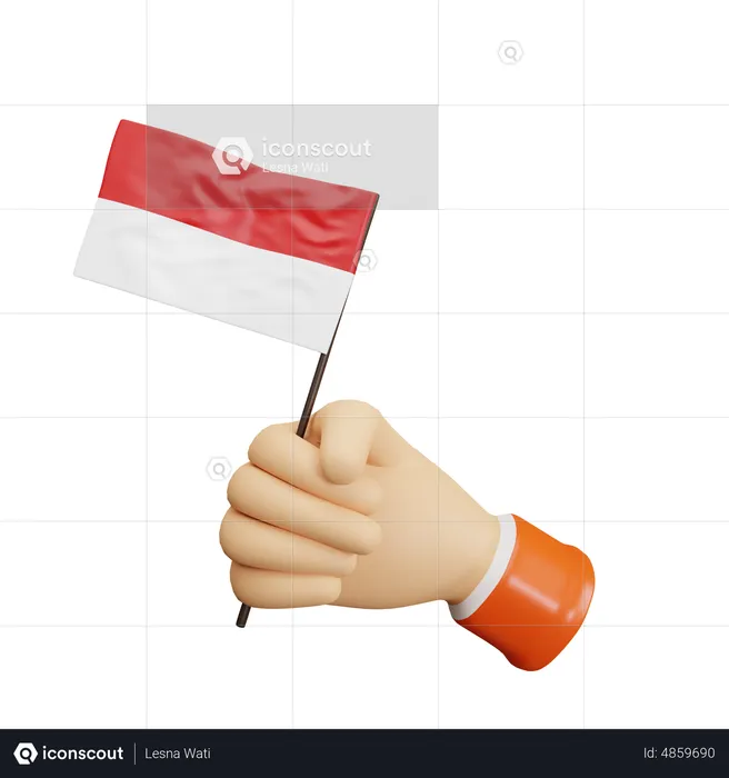 Holding Indonesian Flag  3D Icon